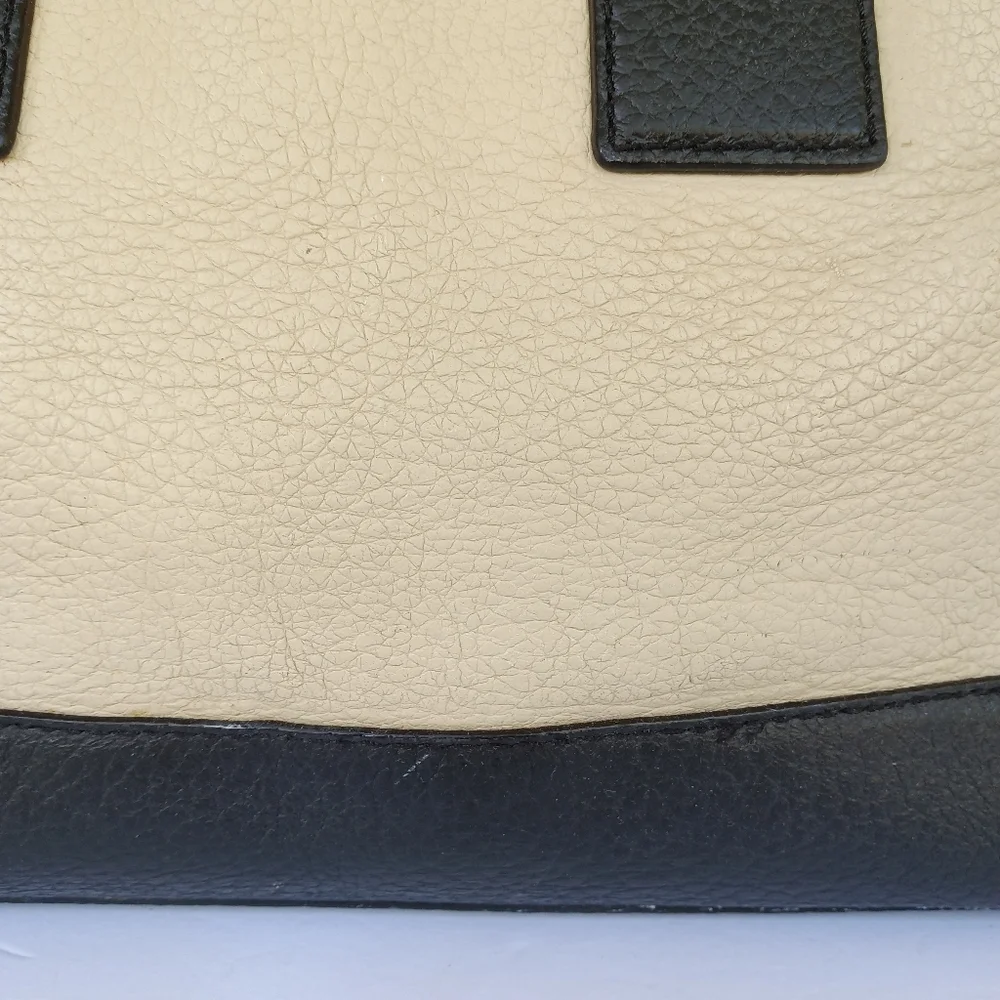 Kate Spade Two-Toned Cream & Black Leather Satchel Handbag